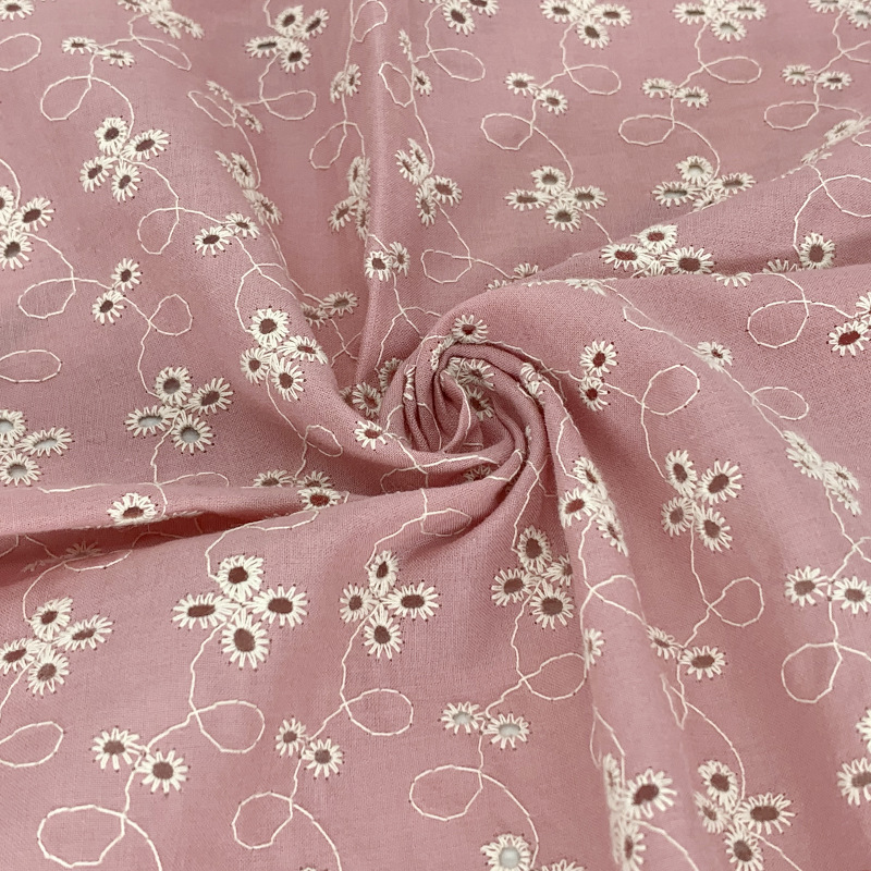 hot sale colorful eyelet embroidered cotton fabric for garments textile