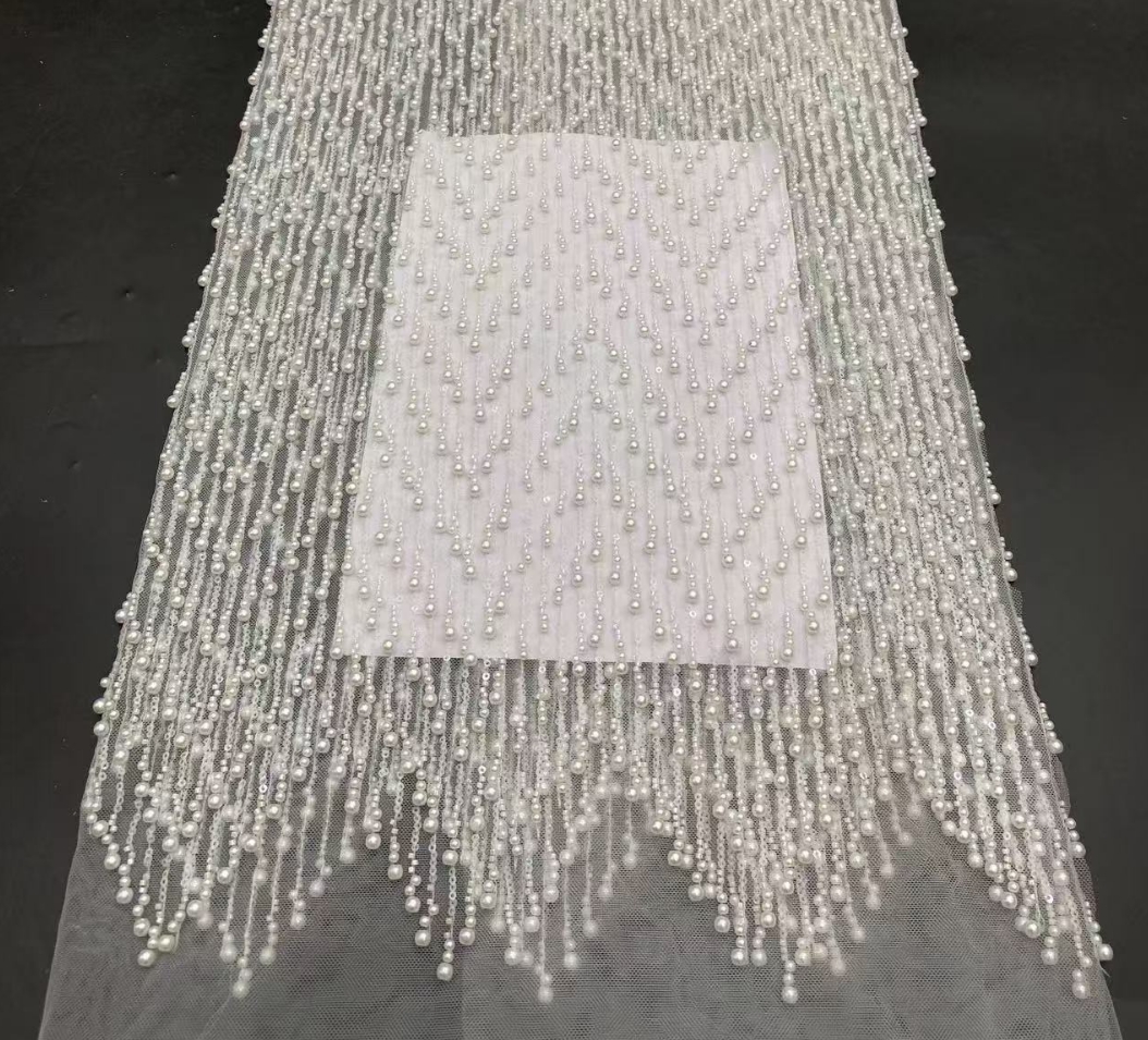 Wholesale Suppliers of Bridal Beaded Pearl Lace Fabric and Tulle Mesh for Wedding Dresses